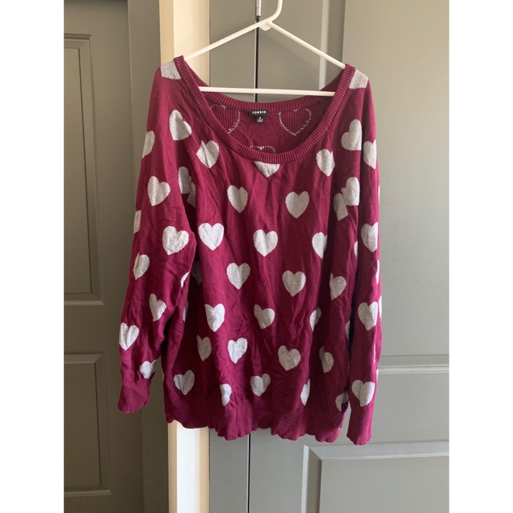 Torrid - Purple Burgundy Heart Sweater - Size 4